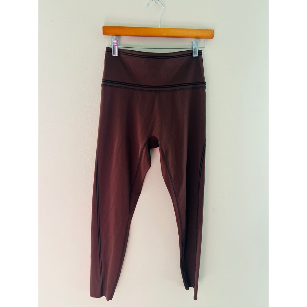 OFFLINE by Aerie Goals 7/8 Leggings Burgundy Brown High Rise Striped Large